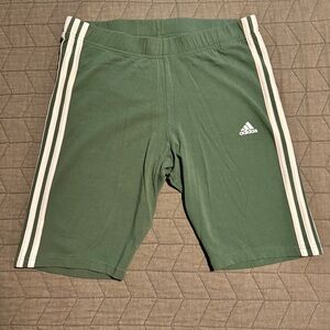 Price Drop! Adidas Women’s Green Athletic Shorts with Signature Stripes